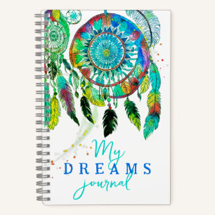 Cahier Plume Attrape-Rêves Bleu Clair Aquarelle