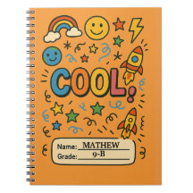 Cahier pour enfants cools – Nom et niveau personna