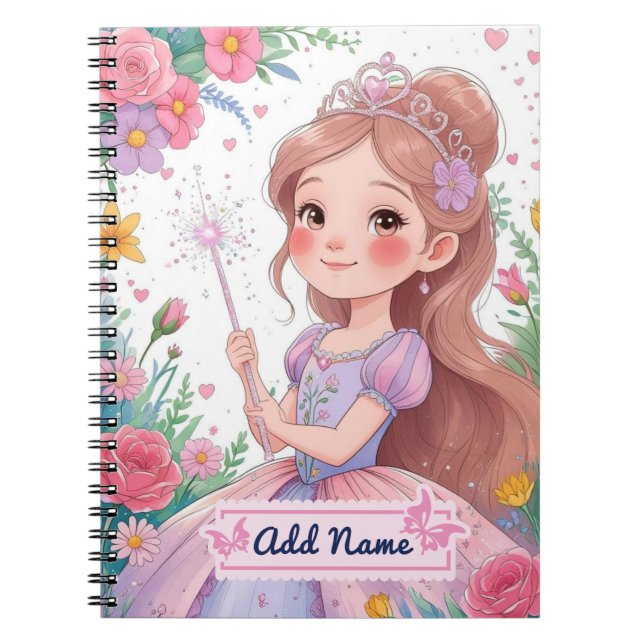 Cahier Princesse Robe Violette – Nom personnalisab (Devant)