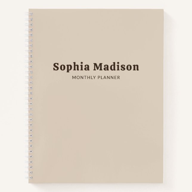 Cahier rétro simple marron beige gras (Devant)