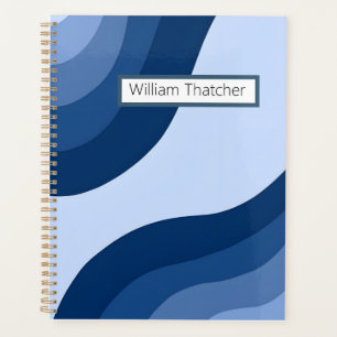 Cahier Rétro Vagues Bleu Nom Personnalisé