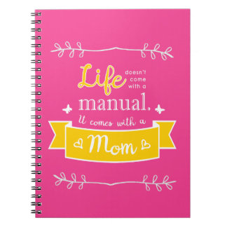 Cahier rose pour maman avec citation