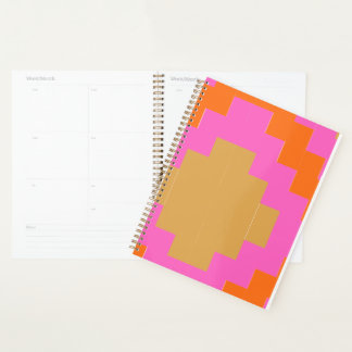 Cahier scolaire géométrique rose orange rétro groo
