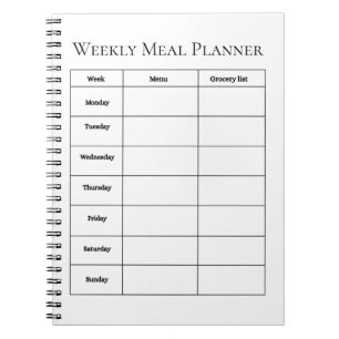 Cahier simple de planification des repas hebdomada
