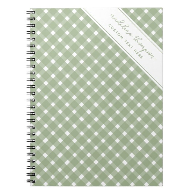 Cahier Spirale Basic Gingham Vert Sauge (Devant)