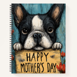Cahier spiralé Bonne fête des Mères Bouledogue fra