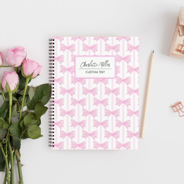 Cahier Spirale Coquette Ruban Rose Pastel  (Créateur téléchargé)