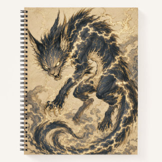 Cahier spiralé d'art Raiju Gold Tail Yokai japonai