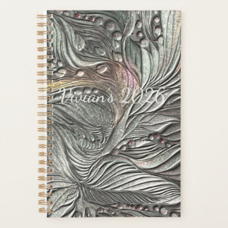 Cahier spiralé feuilles métalliques argentées de l