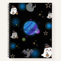 Cahier Spirale Galaxie Halloween Mignon et Effraya