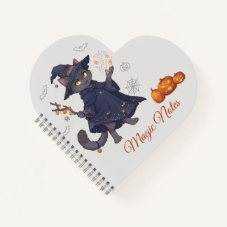 Cahier spiralé Halloween Chat Magique Mignon