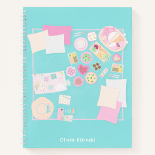 Cahier spiralé illustré de scène de pique-nique pa