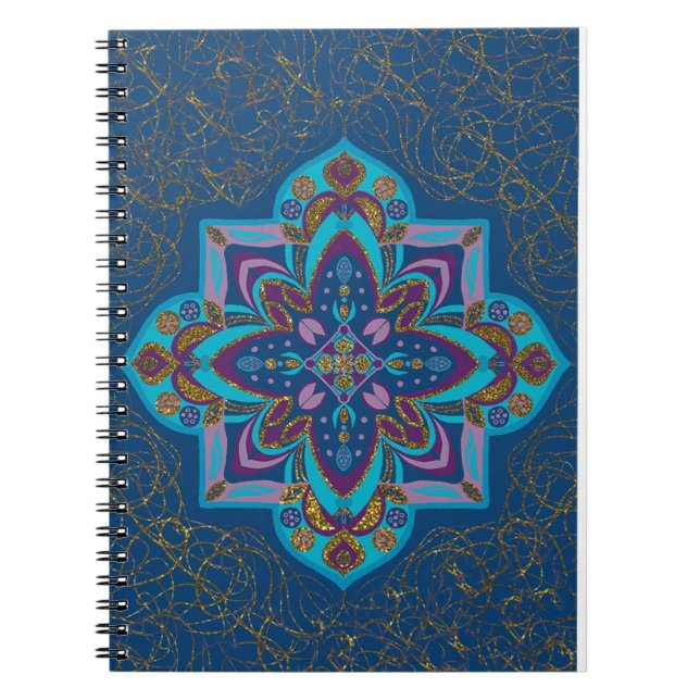 Cahier spirale Mandala bleu (Devant)