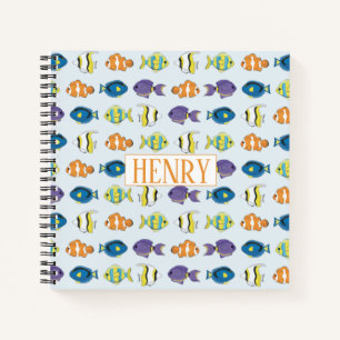 Cahier spiralé motif poissons tropicaux 21,59 cm x