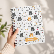 Cahier Spirale Personnalisé Motif Chat Mignon Kawa