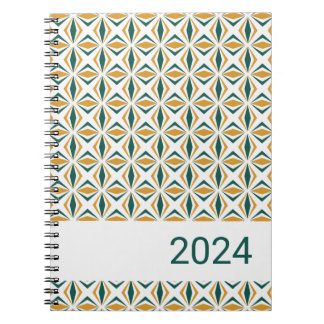Cahier spiralé rayé vert forêt et or