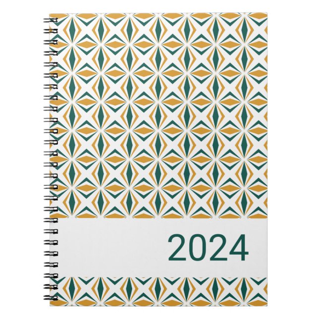 Cahier spiralé rayé vert forêt et or (Devant)
