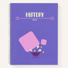 Cahier violet avec fleurs géométriques jaunes 