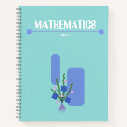 Cahier violet et bleu avec des fleurs géométriques