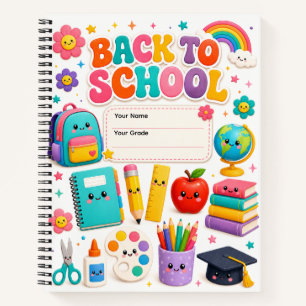 Cahier Votre Nom Niveau Retour à l'école Enfants l