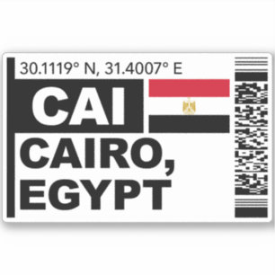 CAI Kairo Bordkarte - Ägypten Reise Aufkleber