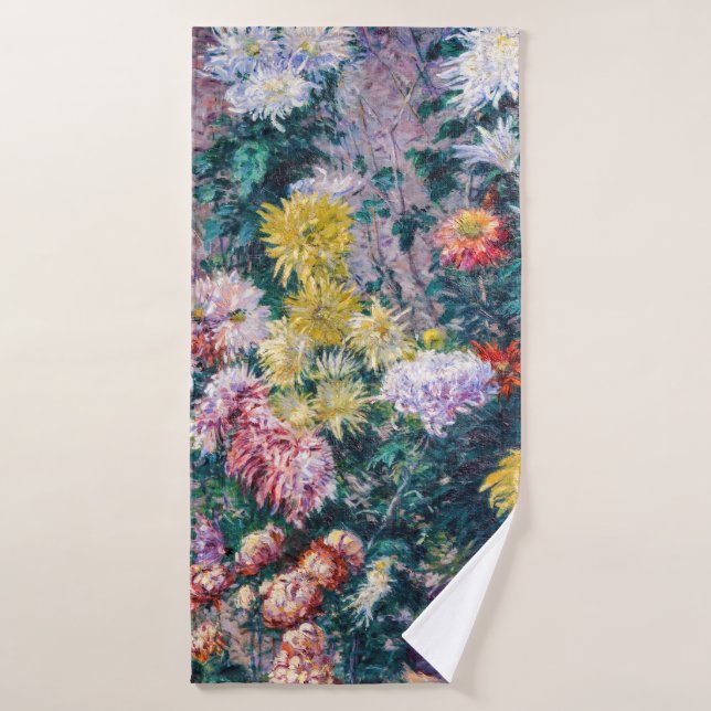 Caillebotte - Chrysanthemen, weiß und gelb Badhandtuch Set (Badehandtuch)