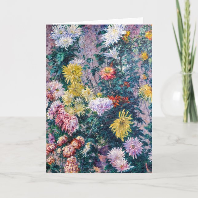 Caillebotte - Chrysanthemen, weiß und gelb Karte (Vorderseite)