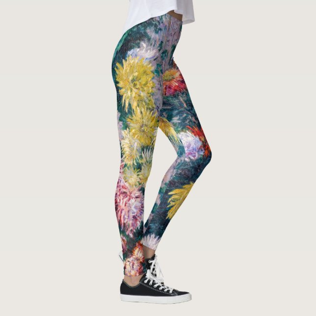 Caillebotte - Chrysanthemen, weiß und gelb Leggings (Rechts)