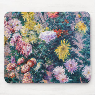 Caillebotte - Chrysanthemen, weiß und gelb Mousepad