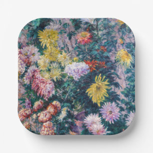 Caillebotte - Chrysanthemen, weiß und gelb Pappteller
