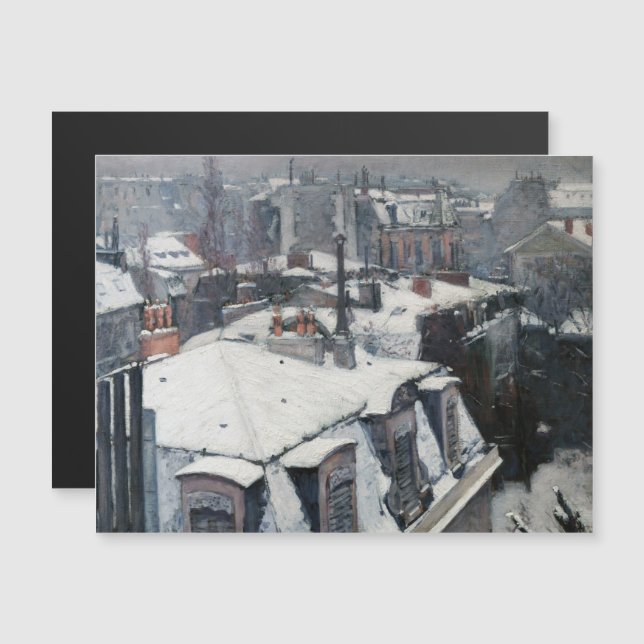 Caillebotte - Dächer in der Schneekarte Magnetkarte (Vorne/Hinten)