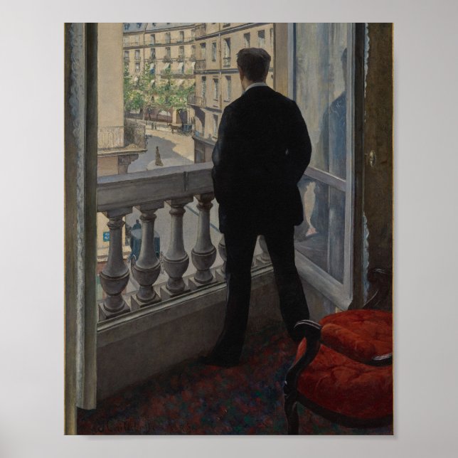 Caillebotte - Junger Mann an seinem Fenster (1876) Poster (Vorne)