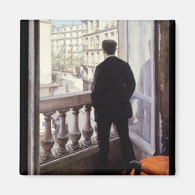 Caillebotte - Junger Mann an seinem Fenster, Magnet (Vorne)