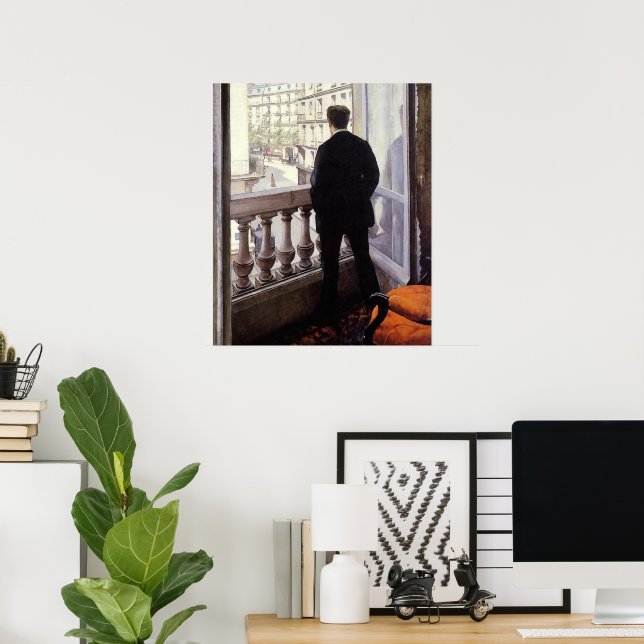 Caillebotte - Junger Mann an seinem Fenster Poster (Heimbüro)