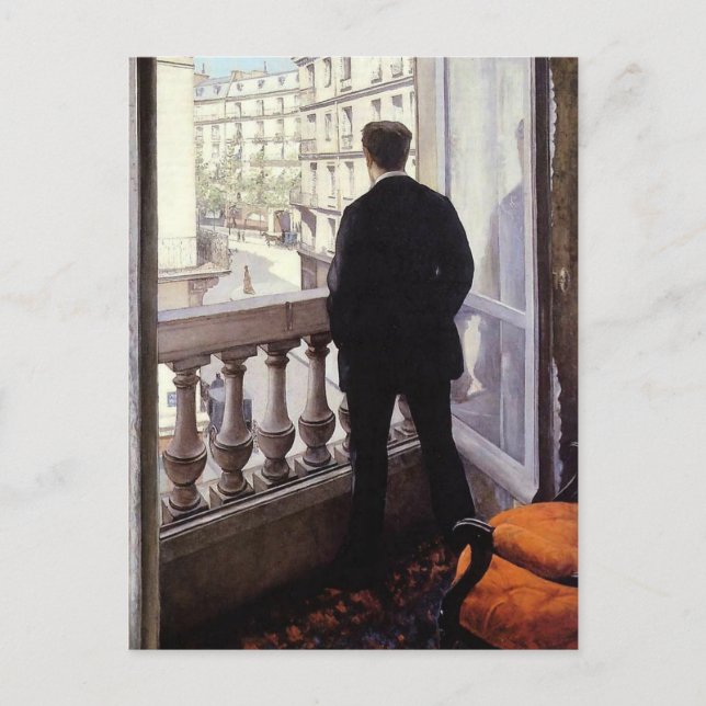 Caillebotte - Junger Mann an seinem Fenster Postkarte (Vorderseite)
