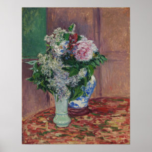 Caillebotte - Lilacs und Peonies in zwei Vasen Poster