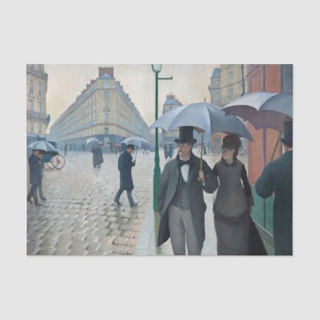 Caillebotte Paris Street Rainy Day Malerei Seidenpapier (Vorderseite)