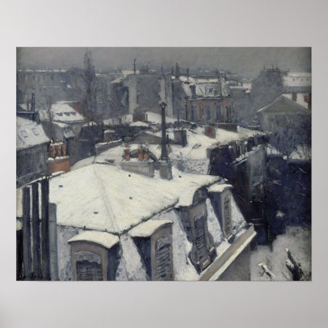 Caillebotte - Schneeflocken (Schneeeffekt) Poster (Vorne)