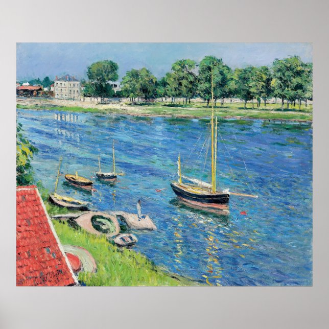 Caillebotte - Seine in Argenteuil, Boote vor Anker Poster (Vorne)
