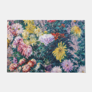 Caillebotte - Weiße und gelbe Chrysanthemen Fußmatte