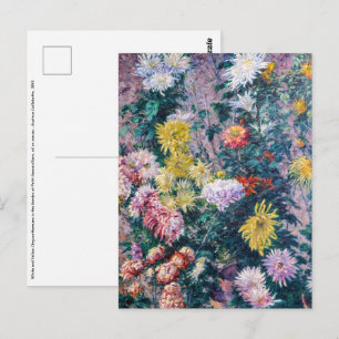 Caillebotte - Weiße und gelbe Chrysanthemen Postkarte