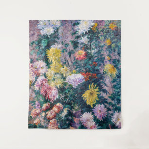 Caillebotte - Weiße und gelbe Chrysanthemen Wandteppich