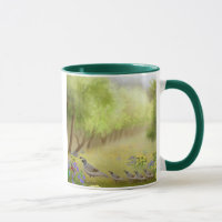 Cailles dans une tasse de sonnerie de pré
