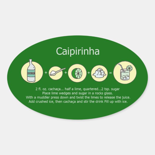 Caipirinha, brasilianisches Getränk Ovaler Aufkleber (Vorderseite)