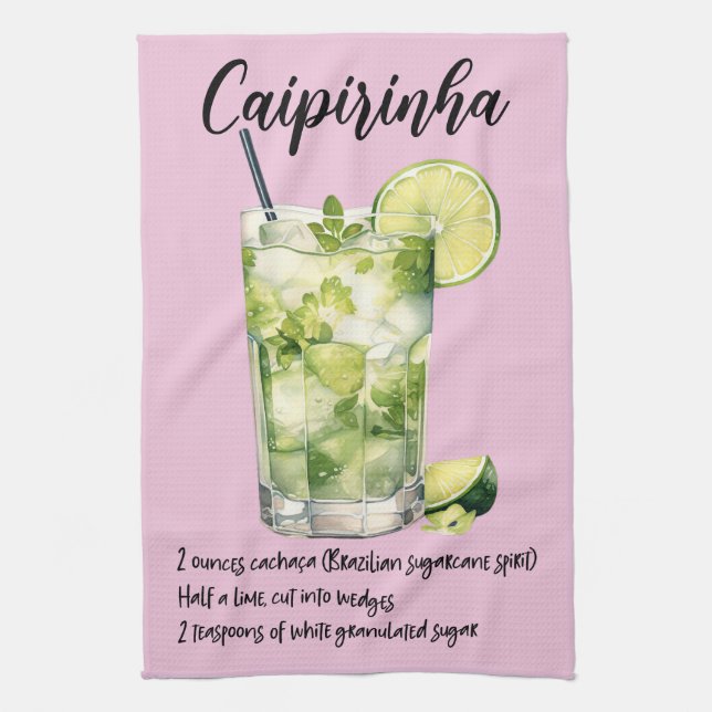 Caipirinha Cocktail Rezept Geschirrtuch (Vertikal)