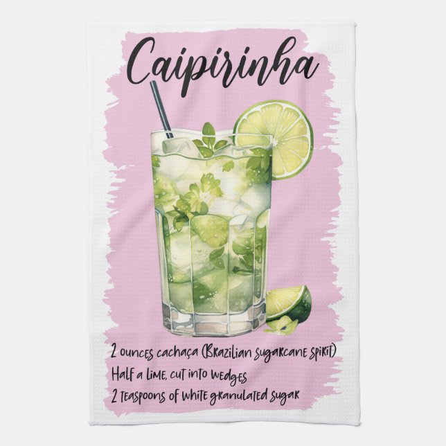 Caipirinha Cocktail Rezept Geschirrtuch (Vertikal)