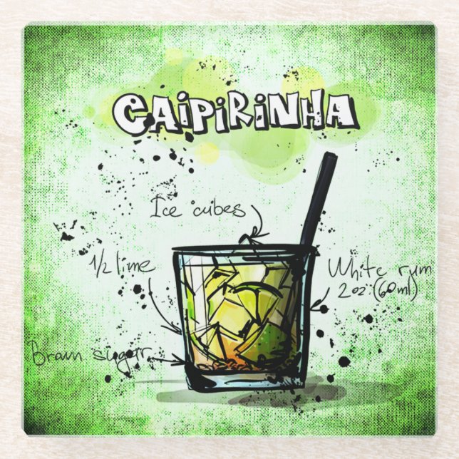 Caipirinha Drink Rezept Glasuntersetzer (Vorderseite)