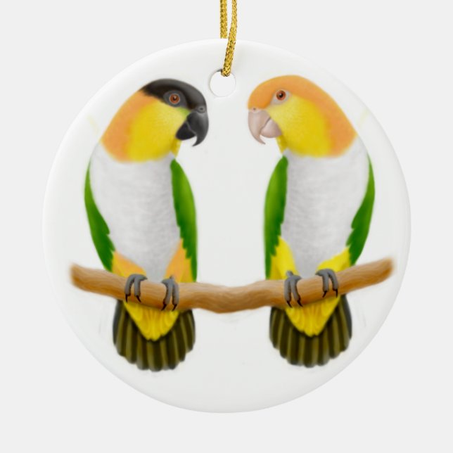 Caique-Papageien-Liebe-Verzierung Keramikornament (Vorne)