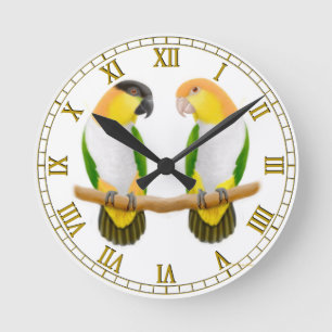 Caique-Papageien-Liebe-Wand-Uhr Runde Wanduhr
