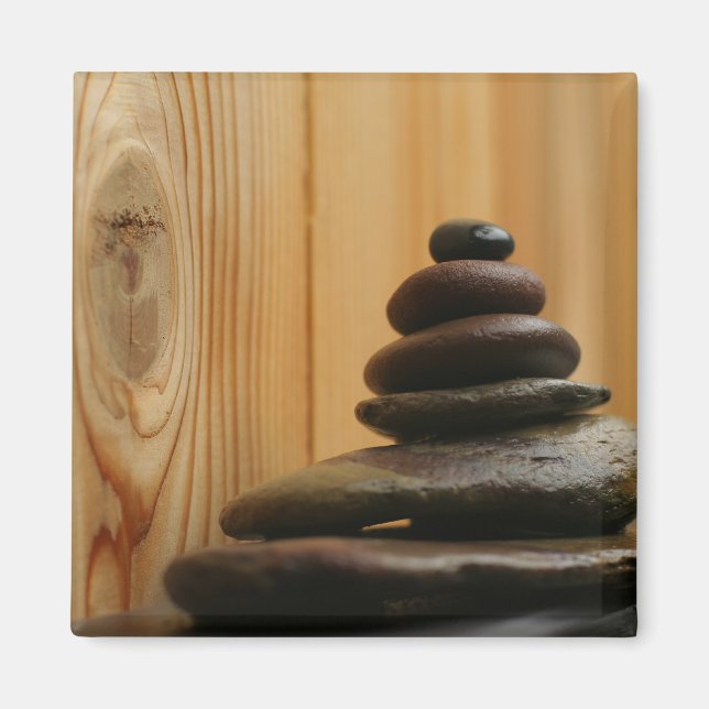 Cairn Meditation Stones und Holz Magnet (Vorne)